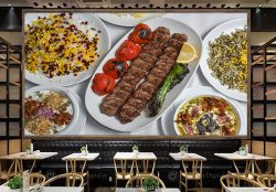 پوستر دیواری برای رستوران سنتی طرح کباب برگ و سبزی پلو