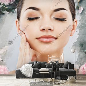 کاغذ دیواری سه بعدی طرح چهره زن با پوست خوب برای فشیال