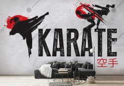 کاغذ دیواری سه بعدی باشگاه رزمی طرح ورزش رزمی کاراته