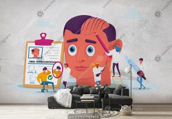 کاغذ دیواری سه بعدی طرح کاشت مو