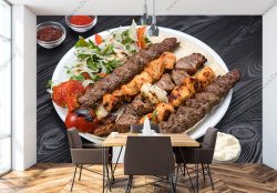 پوستر سه بعدی خوراک کباب کوبیده و جوجه