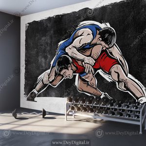 کاغذ دیواری سه بعدی کشتی برای باشگاه ورزشی
