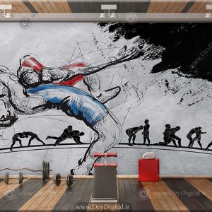کاغذ دیواری سه بعدی طرح کشتی برای باشگاه ورزشی