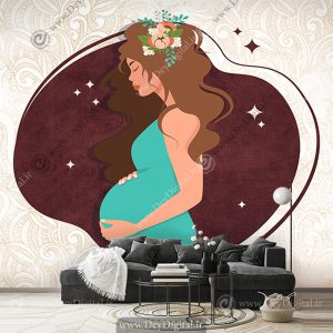 پوستر یه بعدی کلینیک بارداری طرح زن باردار با لباس سبز