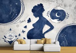 پوستر دیواری طرح وکتوری حانم باردار برای مطب مامایی