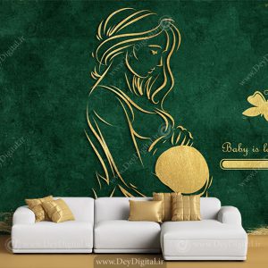 کاغذ دیواری سه بعدی برای مطب مامایی طرح وکتوری خانم باردار
