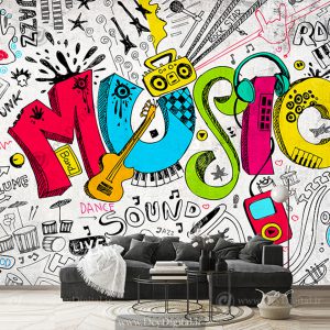 کاغذ دیواری سه بعدی فانتزی موسیقی