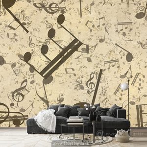 کاغذ دیواری سه بعدی موسیقی برای آموزشگاه