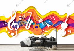 کاغذ دیواری سه بعدی فانتزی برای آموزشگاه موسیقی