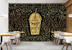 پوستر دیواری آبمیوه فروشی مشکی طلایی
