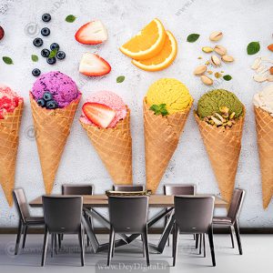 پوستر سه بعدی بستنی قیفی میوه ای