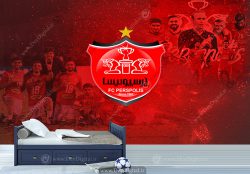 پوستر دیواری آرم پرسپولیس با رمینه قرمز