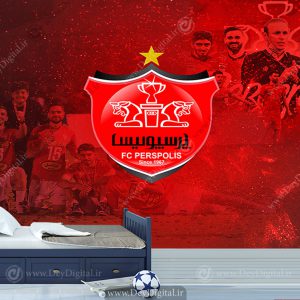 پوستر دیواری آرم پرسپولیس با رمینه قرمز