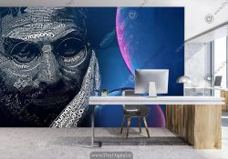 پوستر دیواری سه بعدی مغازه موبایل فروشی طرح تایپوگرافی چهره استیون جابز