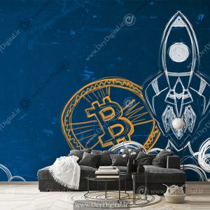 پوستر دیواری سه بعدی طرح بیت کوین