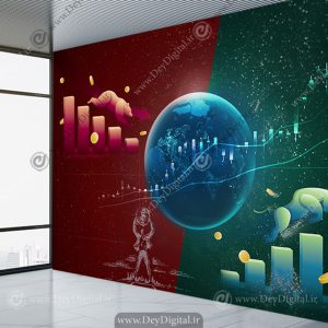 پوستر دیواری سه بعدی طرح بازار خرسی و گاوی