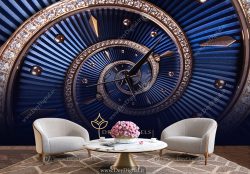 کاغذ دیواری سه بعدی طرح ساعت برای ساعت فروشی