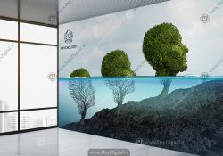 پوستر دیواری سه بعدی مفهومی برای کلینیک روان درمانی و رشد فردی