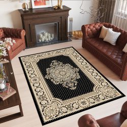 فرشینه مشکی کرم طرح نقشه لچک و شاه عباسی