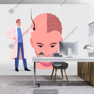 کاغذ دیواری سه بعدی طرح کاشت مو برای کلینیک پوست و مو