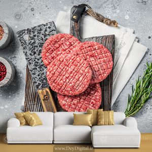 پوستر سه بعدی هایپر پروتئین طرح گوشت چرخ کرده همبرگر