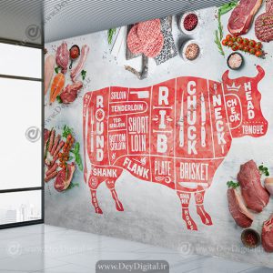 کاغذ دیواری سه بعدی طرح هایپر گوشت