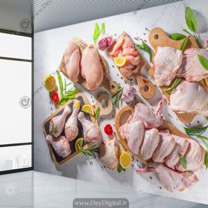 پوستر سه بعدی انواع گوشت برای هایپر پروتئین