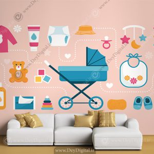 پوستر دیواری فانتزی برای مغازه سیسمونی نوزاد