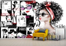 کاغذ دیواری سه بعدی فانتزی برای مزون لباس فروشی زنانه