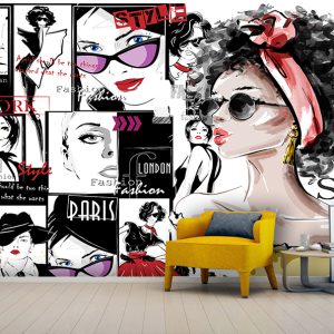 کاغذ دیواری سه بعدی فانتزی برای مزون لباس فروشی زنانه
