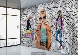 پوستر دیواری بوتیک زنانه طرح مدلینگ لباس
