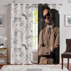 پرده چاپی شیک بوتیک مردانه با تم ساده