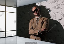 پوستر دیواری طرح مدلینگ آقا با کت و شلوار برای لباس فروشی و بوتیک مردانه