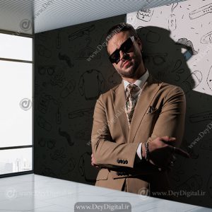پوستر دیواری طرح مدلینگ آقا با کت و شلوار برای لباس فروشی و بوتیک مردانه
