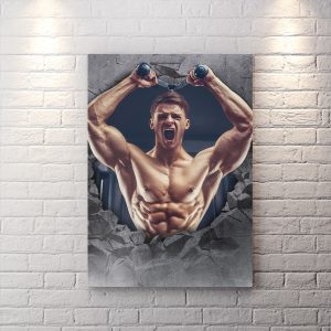 تابلو دکوراتیو طرح گرافیکی باشگاه بدنسازی