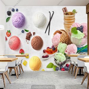 پوستر دیواری بستنی قیفی ها میوه ای