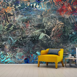 پوستر دیواری گرافیتی برای آموزشگاه موسیقی
