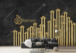 کاغذ دیواری سه بعدی مشکی طلایی برای مشاور املاک