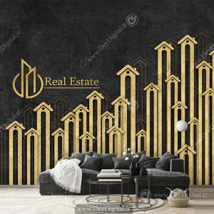 کاغذ دیواری سه بعدی مشکی طلایی برای مشاور املاک