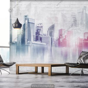 کاغذ دیواری سه بعدی طرح وکتوری ساختمانی