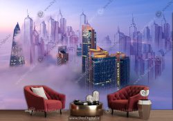 کاغذ دیواری سه بعدی آسمان خراش برای مشاور املاکی