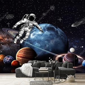 پوستر دیواری فضانورد در کهکشان