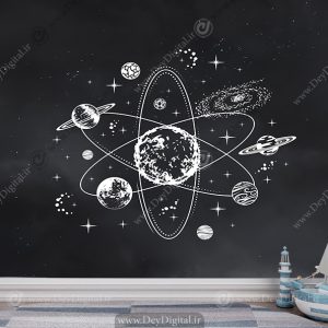 کاغذ دیواری سه بعدی سیاره ها و خورشید