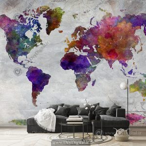 پوستر دیواری اسپرت نقشه جهان طرح ابرنگی