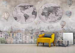 پوستر دیواری سه بعدی طرح نقشه برای اتاق کودک