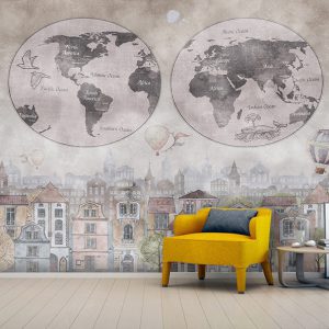 پوستر دیواری سه بعدی طرح نقشه برای اتاق کودک
