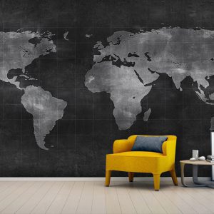 پوستر دیواری سه بعدی نقشه مشکی طوسی