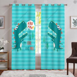 پرده فانتزی پانچی اتاق کودک مدل دایناسور عروسکی