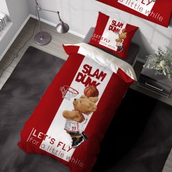 پرده چاپی اتاق کودک طرح تدی بسکتبالیست