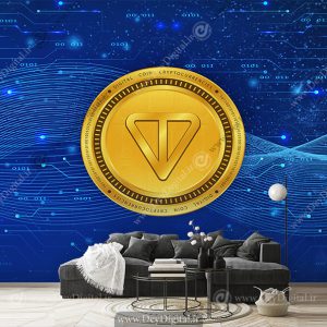 کاغذ دیواری سه بعدی طرح ارز دیجیتال